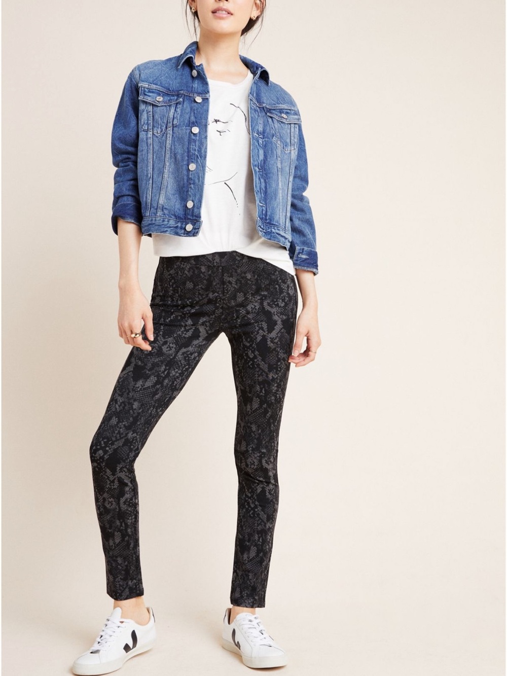 Sanctuary Women's Black Snake-Print Slim Pants size small - Picture 1 of 3